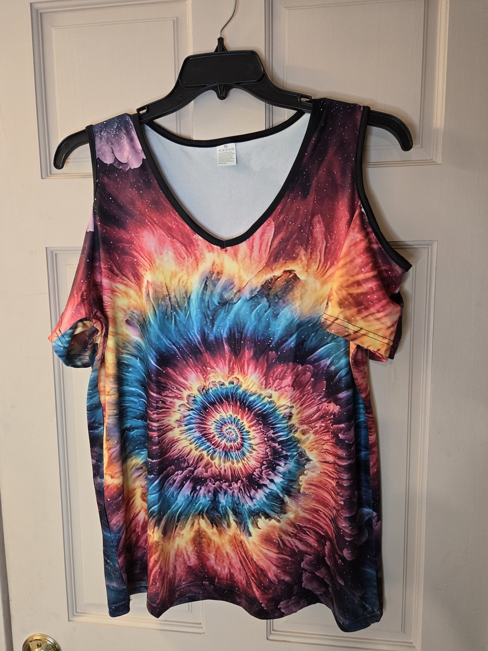 Vibrant Tie-Dye Spiral Cold-Shoulder Women's Top